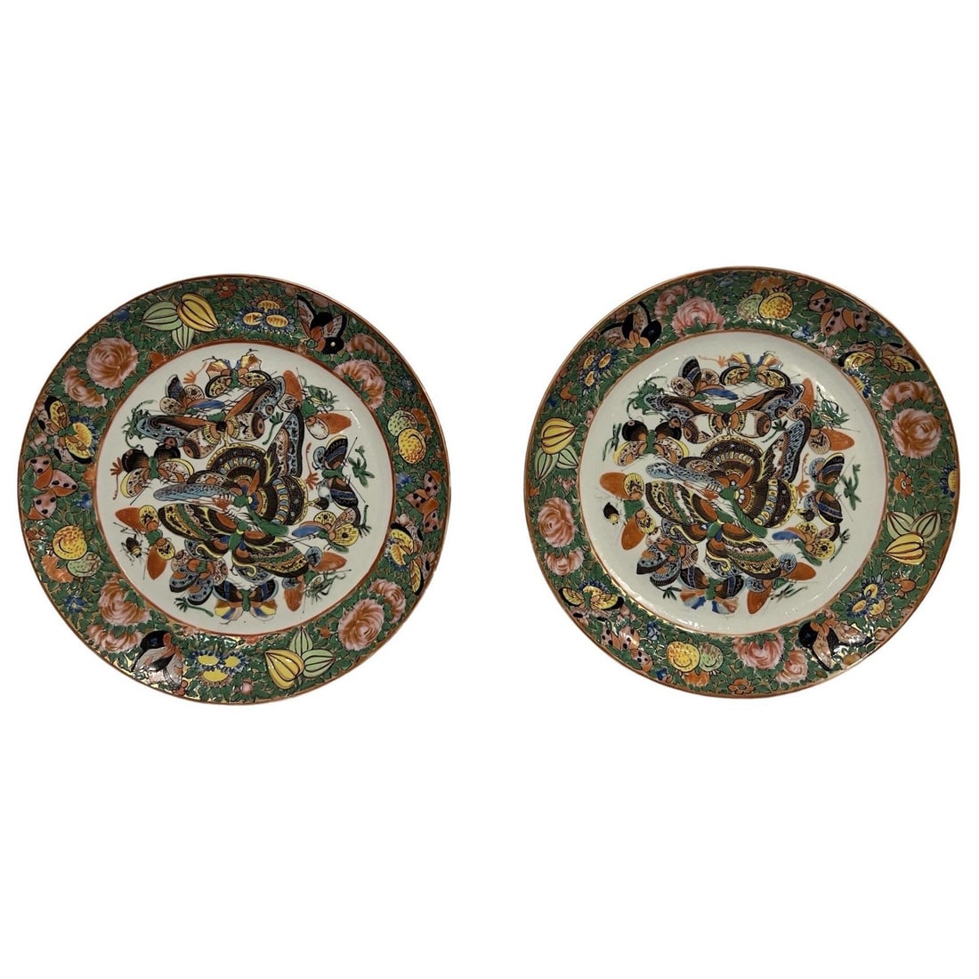 Set of 2 Early 19th Century Chinese Export Thousand Butterfly Plates (1 of 6)
