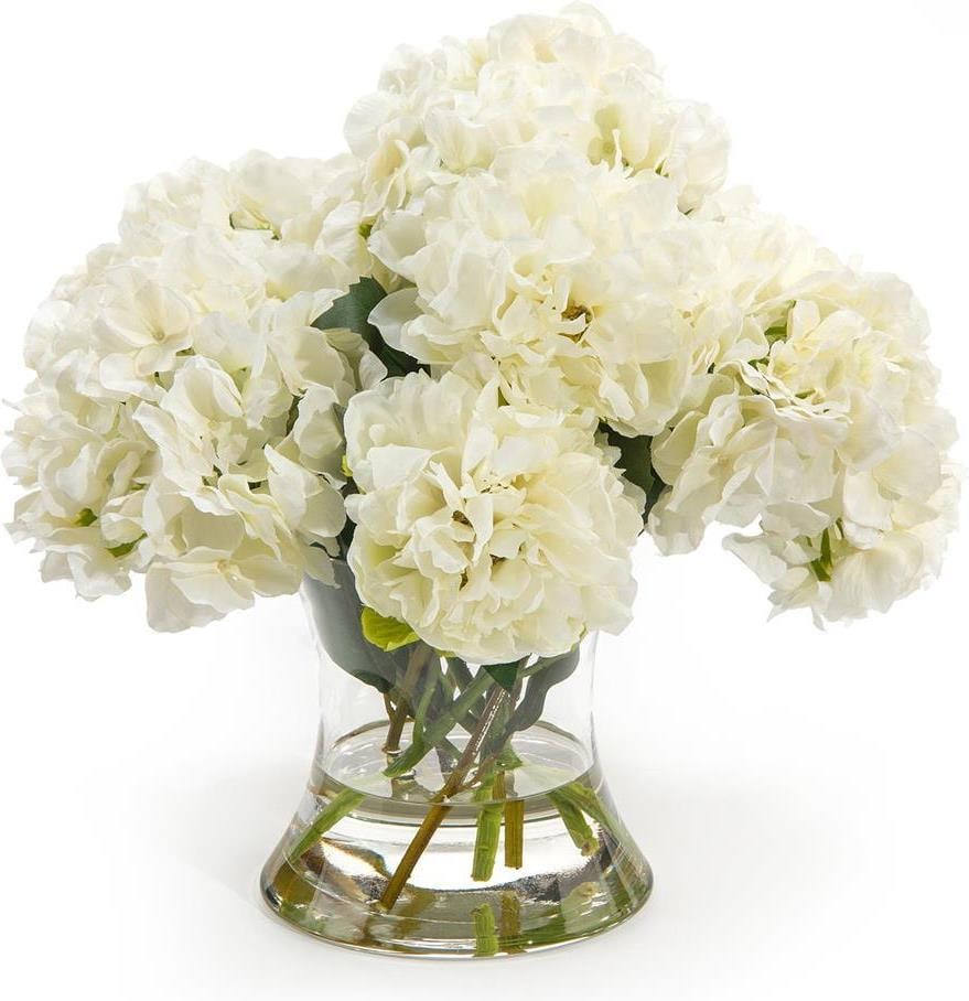 John-Richard Faux Hydrangeas in Clear Glass Display 14H 15W 15D (1 of 3)