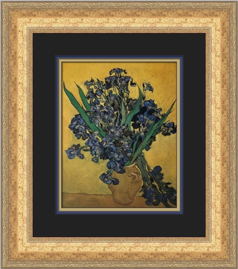 Vincent Van Gogh Still Life with Vase of Irisis Custom Framed Art Print (1 of 2)