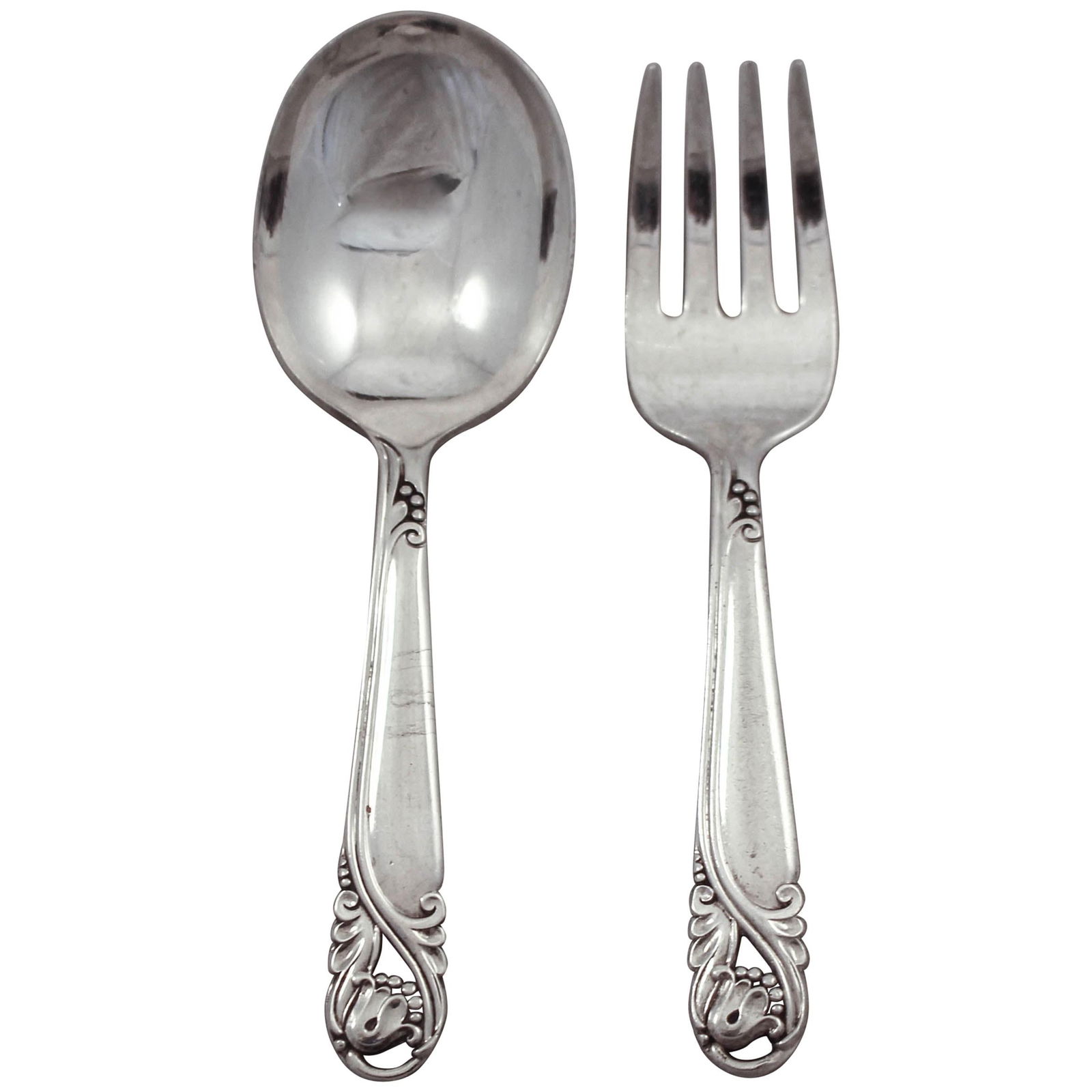 International Silver Spring Glory Sterling Baby Fork and Spoon Set of 2 (1 of 5)