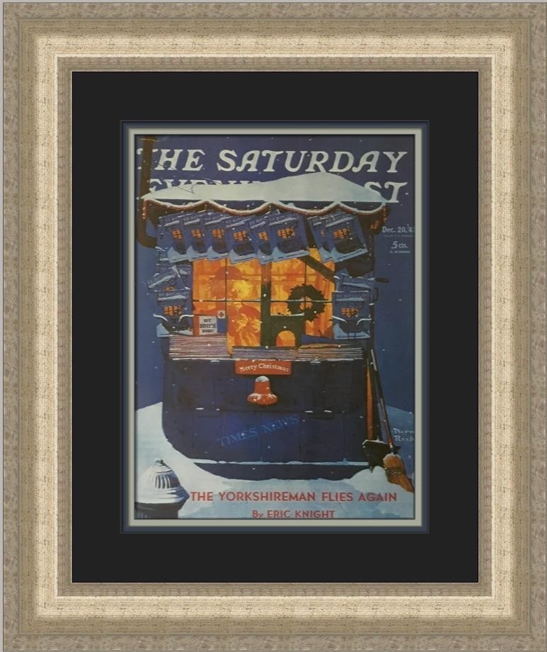 Norman Rockwell The Christmas Newsstand Custom Framed Print 21 x 18: Norman Rockwell The Christmas Newsstand Custom Framed Print 21 x 18 Capture the charm of Americana with this beautifully custom framed print titled "The Christmas Newsstand" by renowned artist Norman