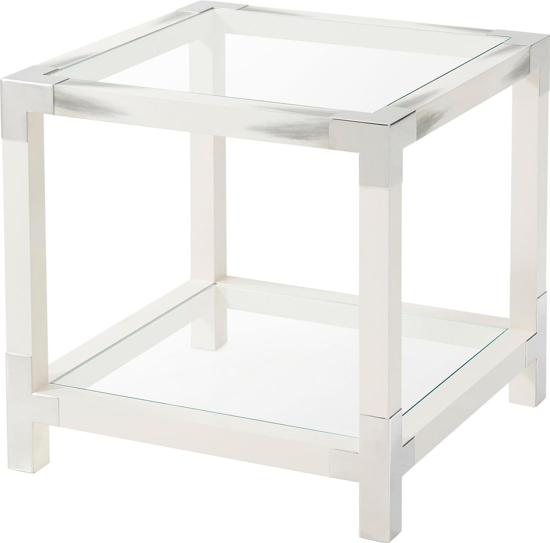 Theodore Alexander Edge Square Accent Table Longhorn White Finish (1 of 2)