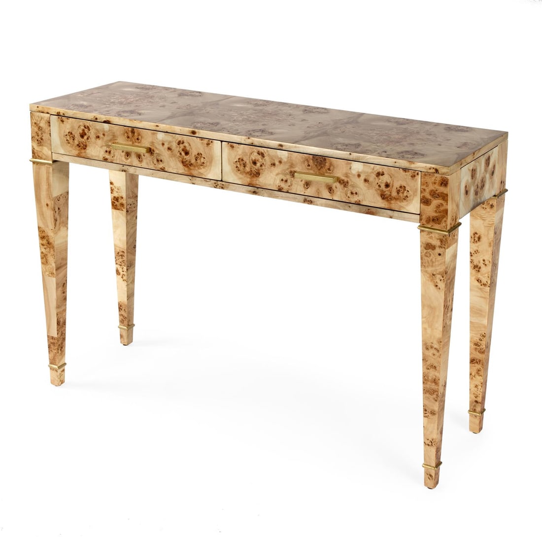 Kai Collection Mid-Century Rectangular Table in Light Burl Brown Finish: Kai Collection Mid-Century Rectangular Table in Light Burl Brown Finish This mid-century style rectangular table from the Kai collection features a light burl brown finish. Constructed from MDF, popla