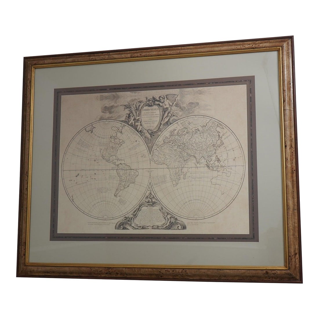 Elegant Birds Eye Maple Framed Map Print 46.5w x 38.5h (1 of 10)