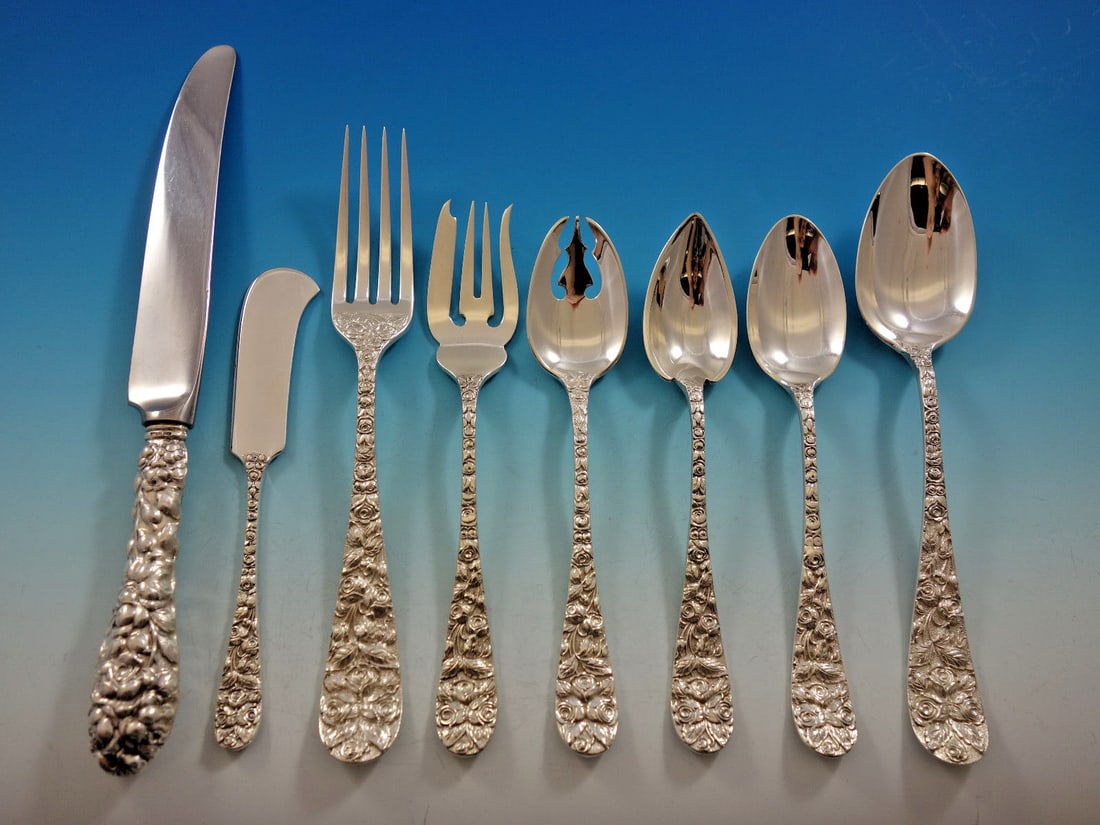 Baltimore Rose Schofield Sterling Silver Flatware Set 106 pc Service for 12 (1 of 12)