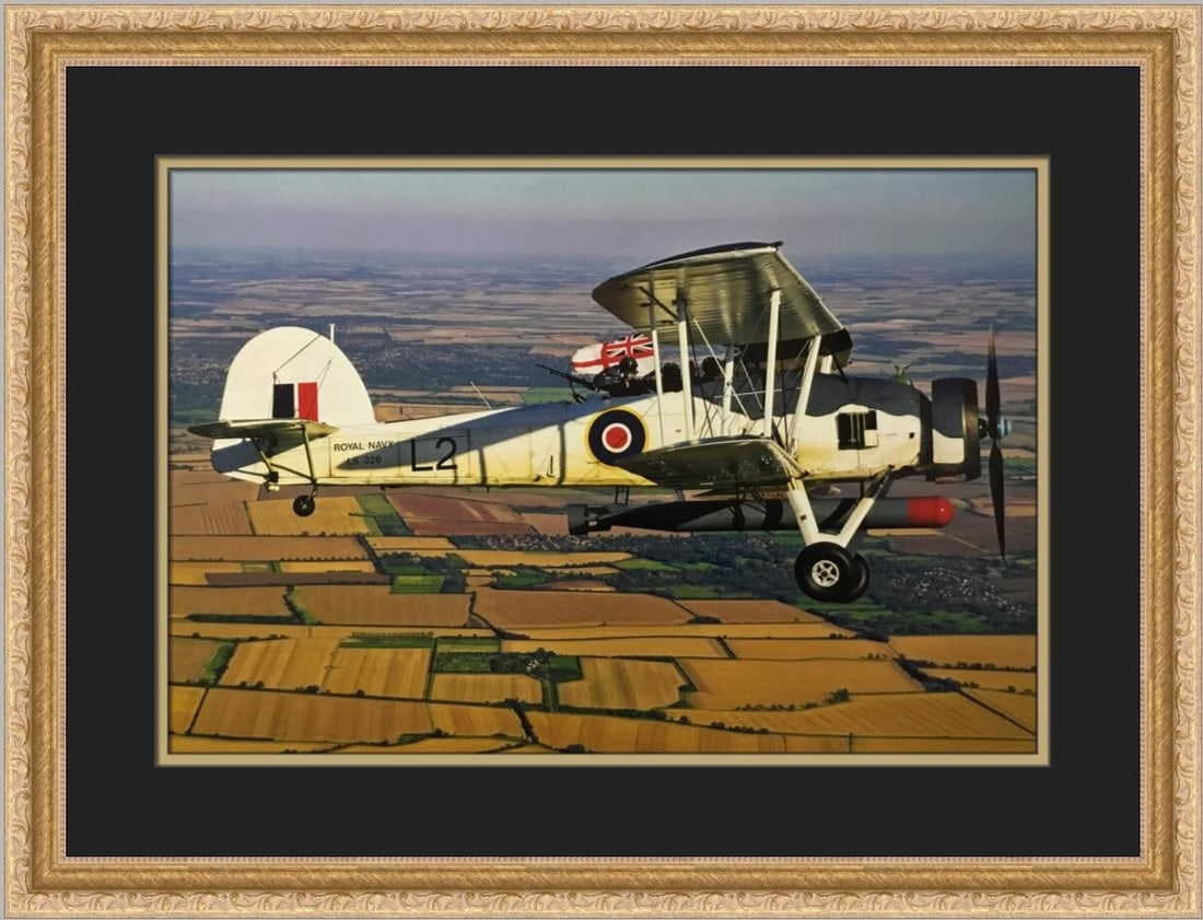 Fairey Swordfish Mk II Custom Framed Print by Philip Makanna: Fairey Swordfish Mk II Custom Framed Print by Philip Makanna This stunning custom framed print features the Fairey Swordfish Mk II B, a tribute to aviation art. Created by artist Philip Makanna, this