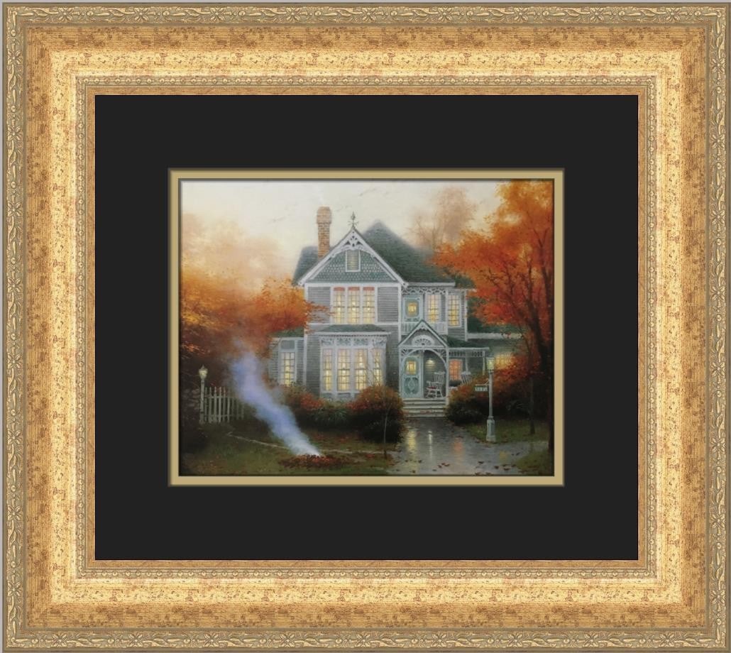 Thomas Kinkade Burning Leaves Custom Framed Print 15x13 (1 of 2)
