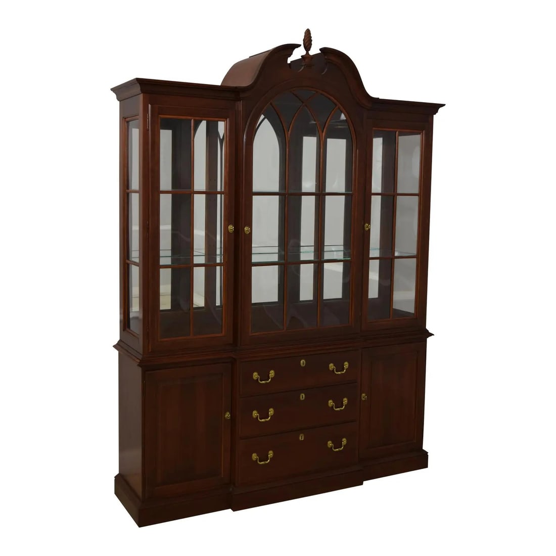 Cherry Wood Two Piece China Cabinet in Traditional Georgian Court Style (1 of 9)