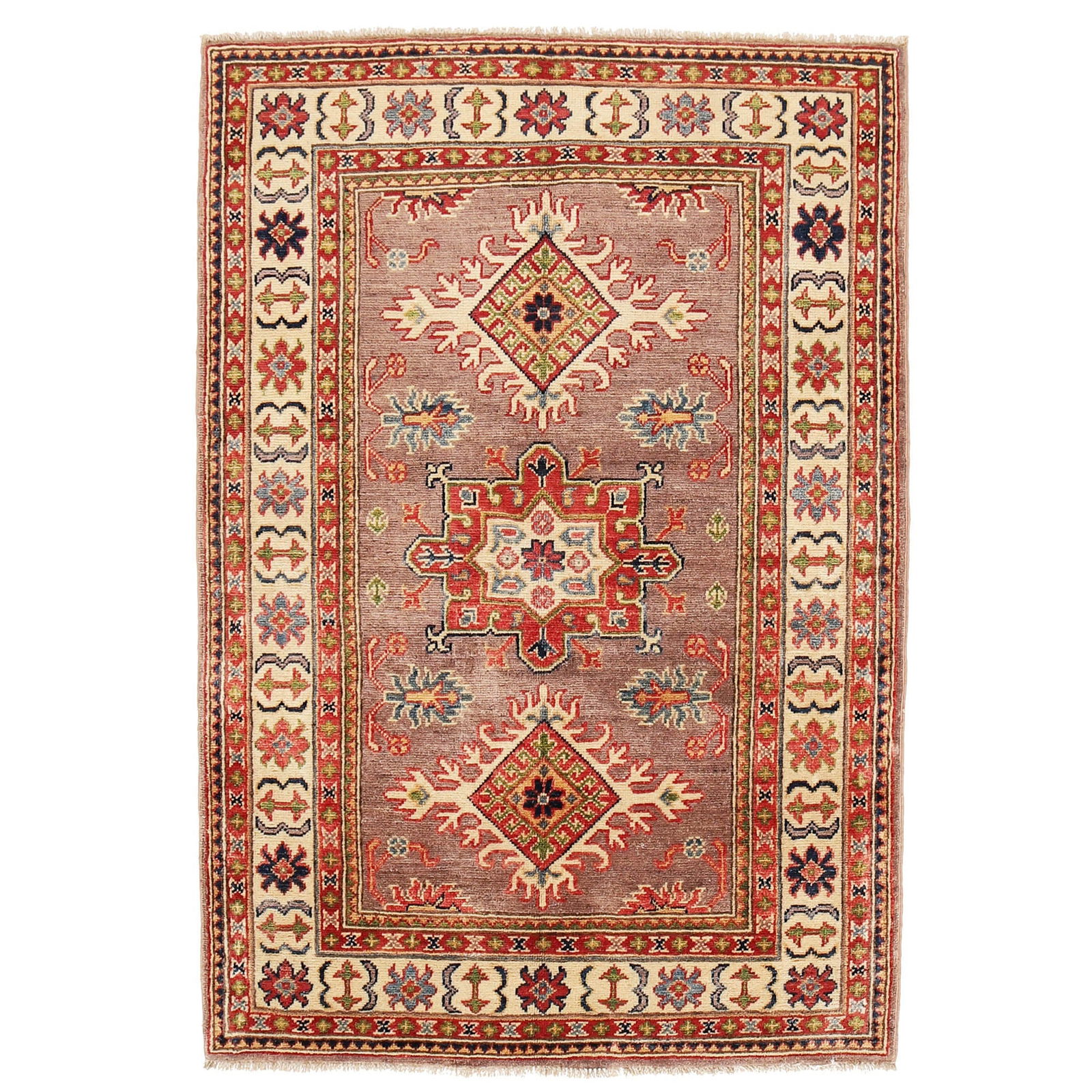 Handmade 3.3 x 4.10 Mustard Brown Kazak Rug from Pakistan (1 of 6)
