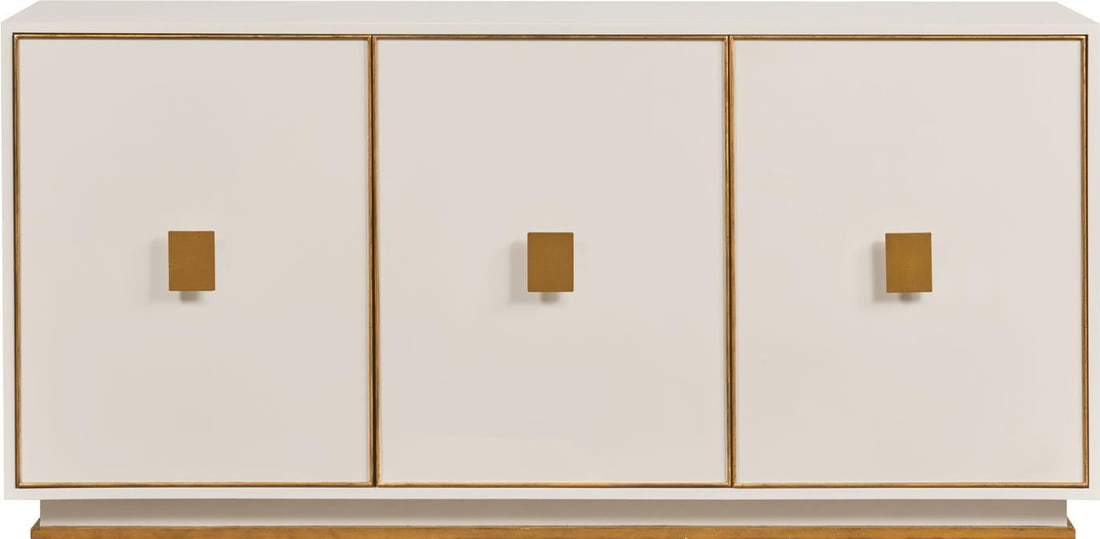 Port Eliot Italian Style White Lacquer Wood Cabinet 35H 72W 19.25D (1 of 1)