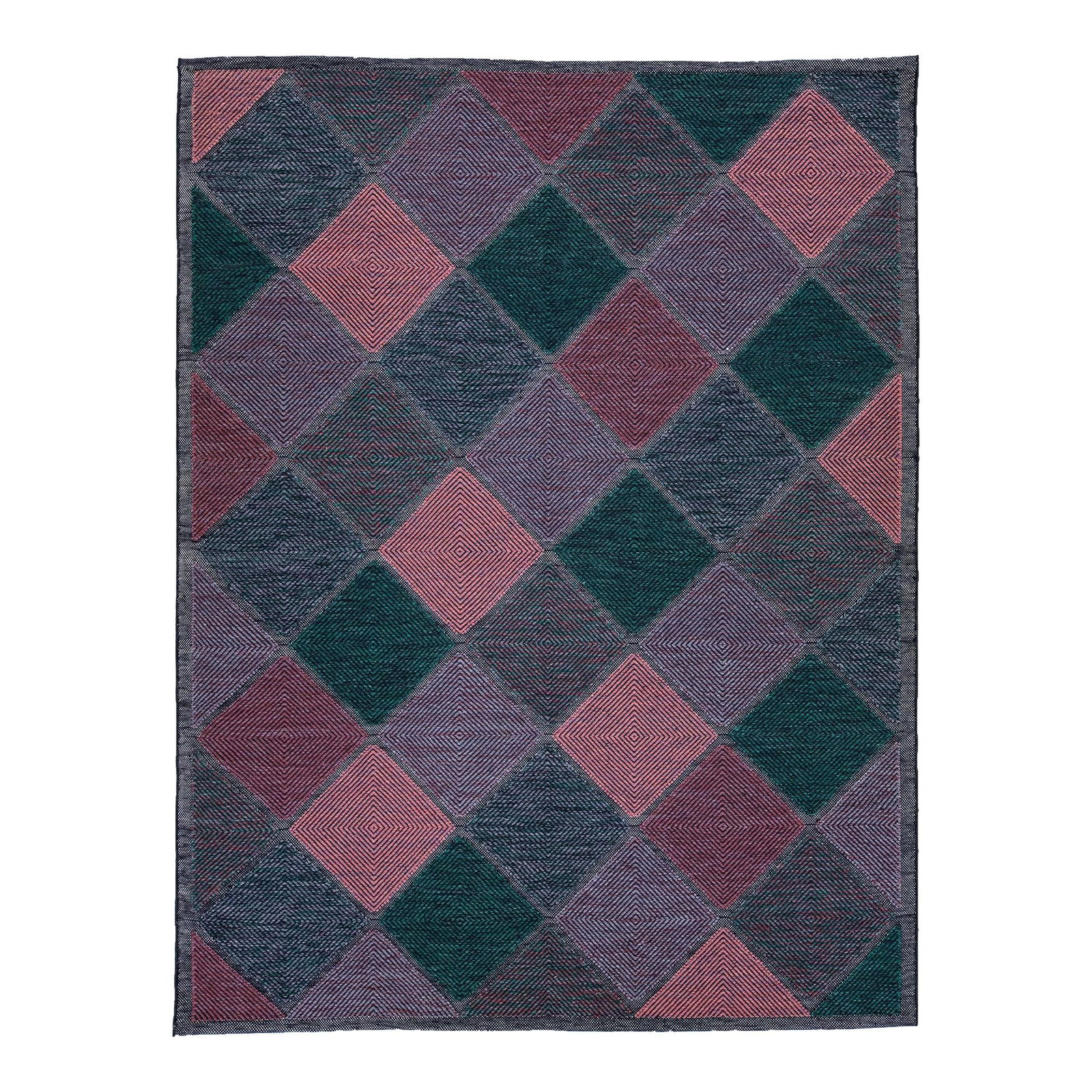 Contemporary Geometric Wool Rug Swedish Design Green Pink 9'4 x 12'1 (1 of 8)