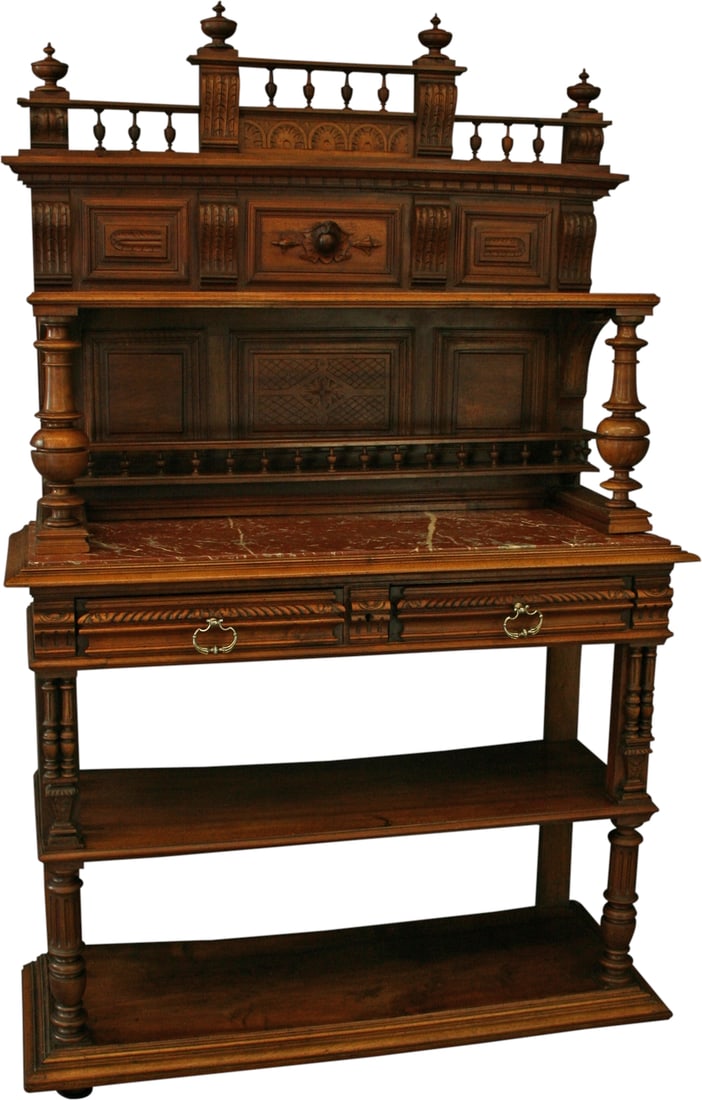 1900 French Style Server with Marble Top and Storage (1 of 18)