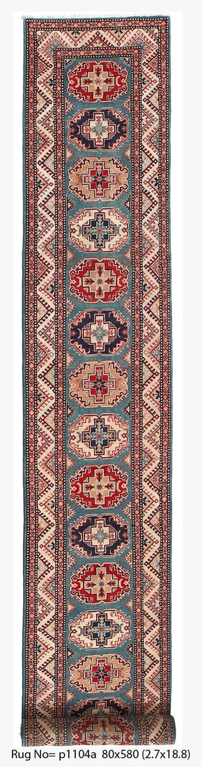 Handmade Kazak Wool Long Runner Rug 2.7 x 18.8 ft Elegant Design (1 of 8)