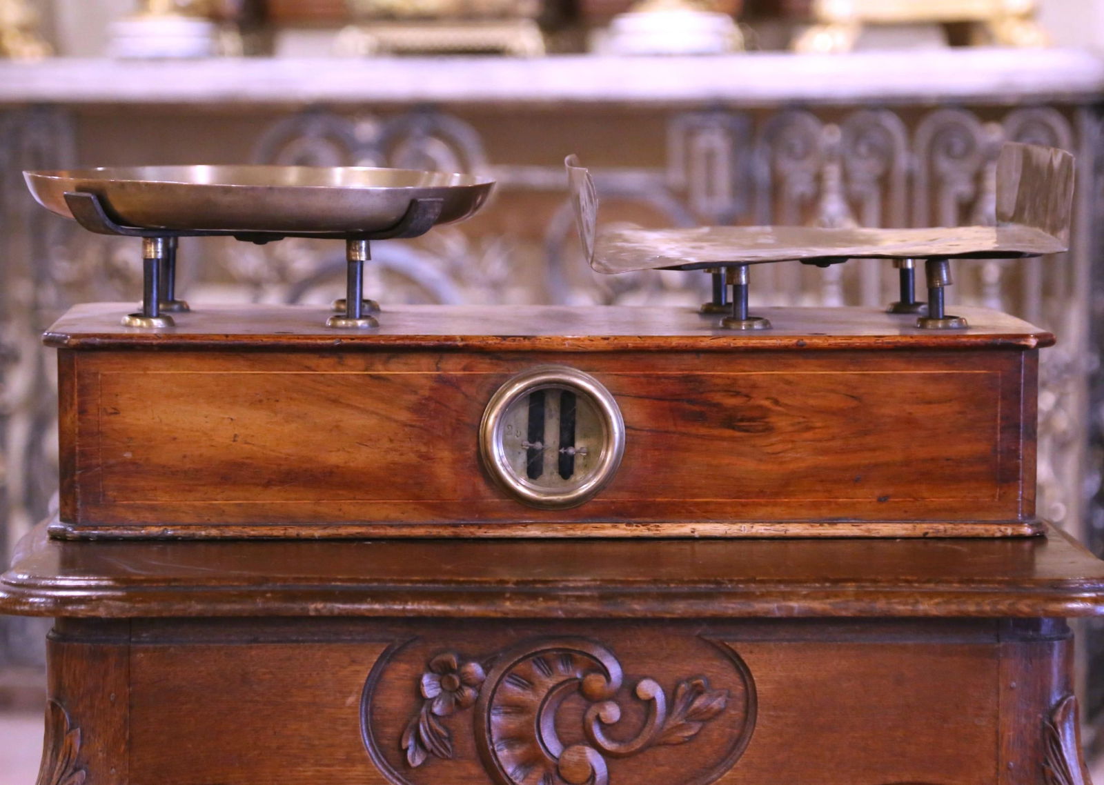 Antique 19th Century French Zimmerman Brass Fruitwood Balance Scale - 2