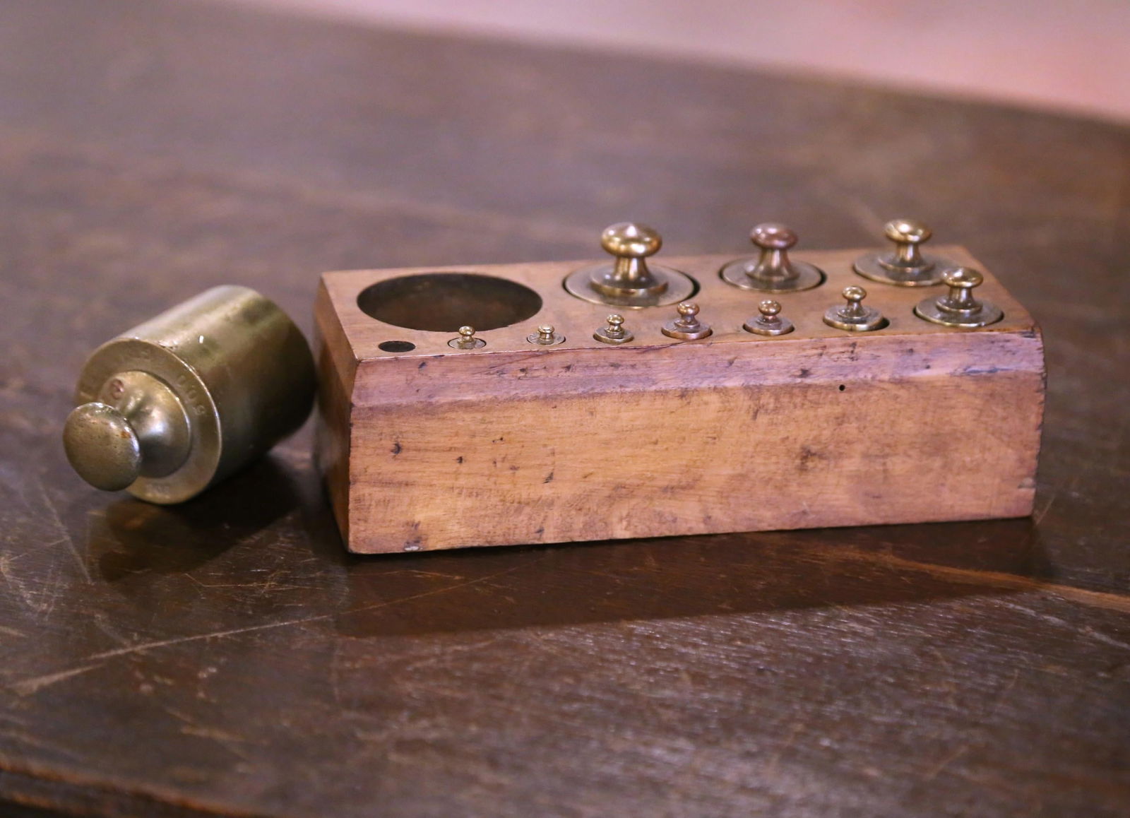 Antique 19th Century French Zimmerman Brass Fruitwood Balance Scale - 9