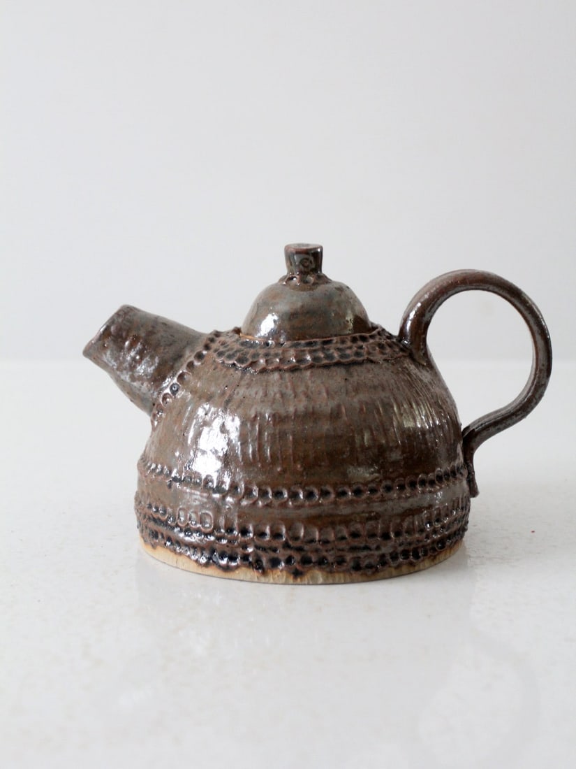 Handmade Vintage Studio Pottery Teapot with Earthy Brown Glaze (1 of 11)