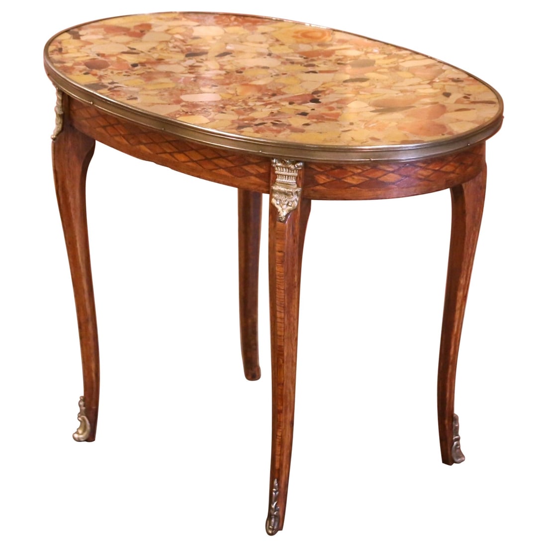 Louis XV Style French Walnut Side Table with Marble Top circa 1920 (1 of 9)