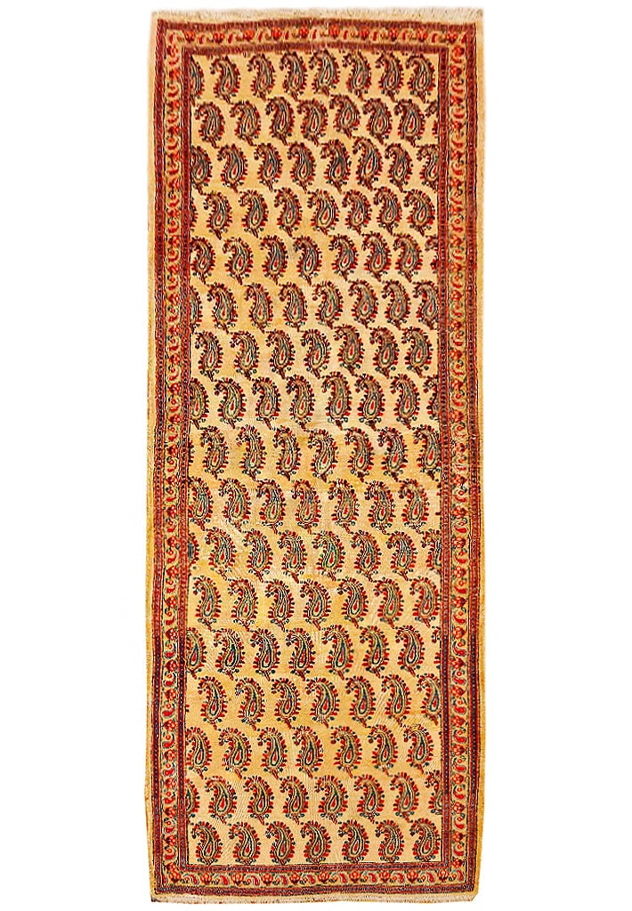 Handwoven 3' x 9' 3" Semi-Antique Persian Baluch Rug Beige Red (1 of 6)