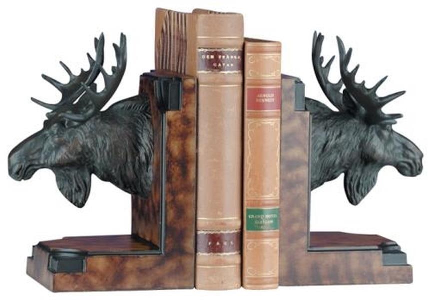 Lodge Style Moose Head Resin Bookends Mountain Collection (1 of 1)