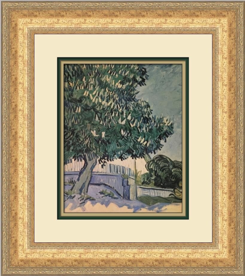 Vincent Van Gogh Chestnut Tree in Blossom Custom Framed Print 19 x 17 Art: Vincent Van Gogh Chestnut Tree in Blossom Custom Framed Print 19 x 17 Art Immerse yourself in the beauty of Vincent van Gogh's "Chestnut Tree in Blossom" with this expertly custom framed print. This m