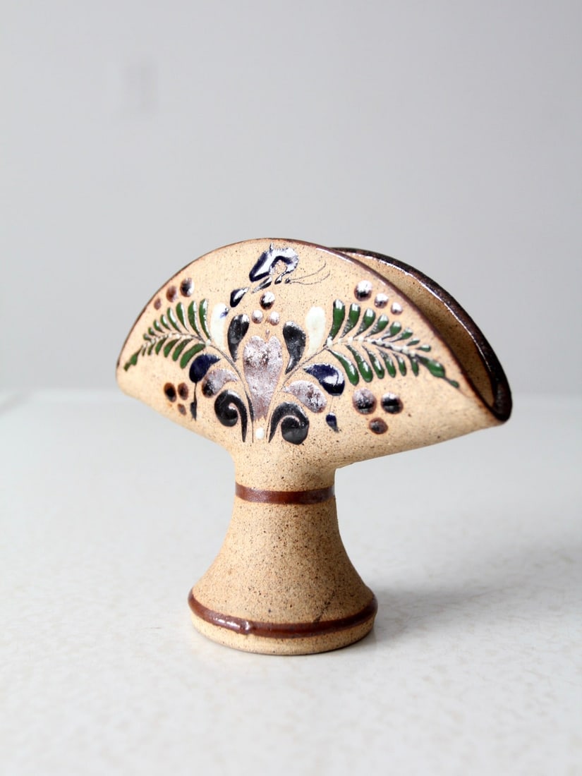 Vintage Tonala Pottery Collection of 3 Pieces with Floral Design Set Of 3 - 14