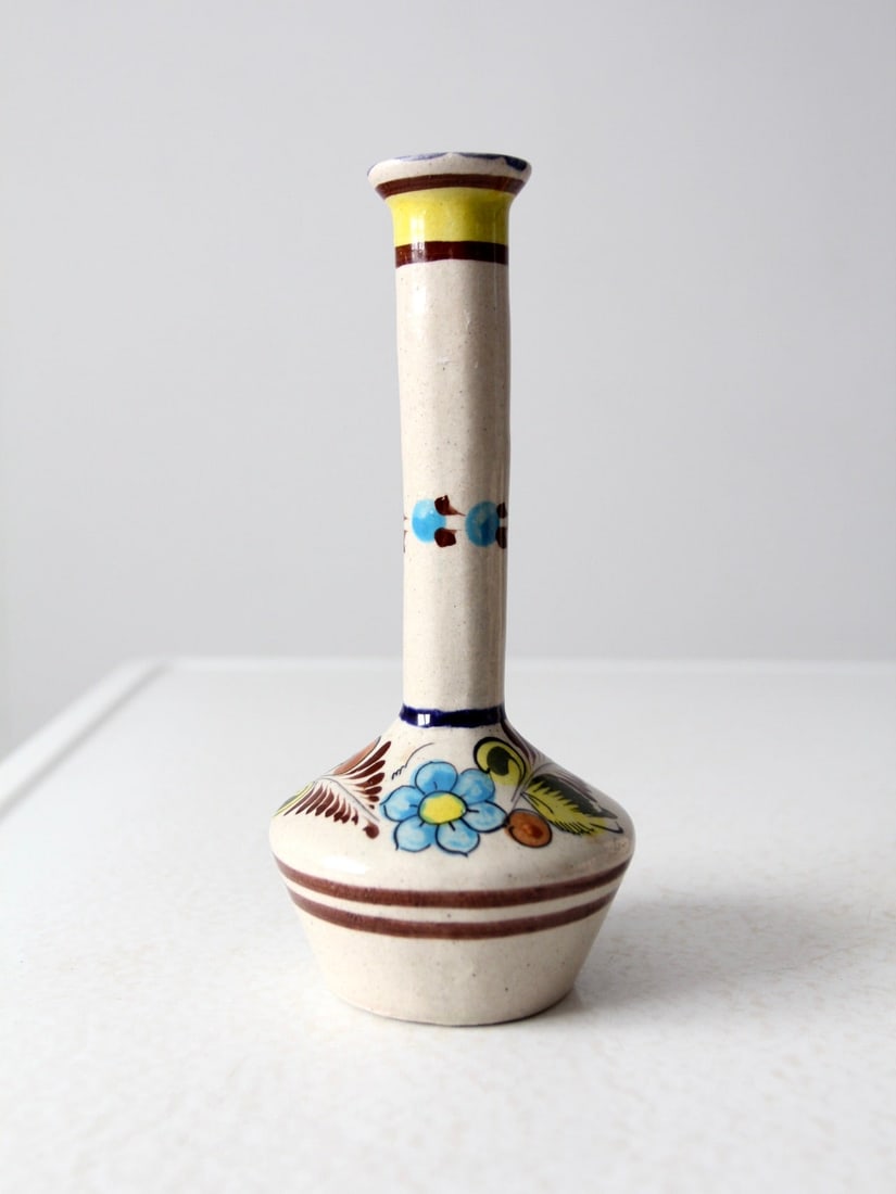 Vintage Tonala Pottery Collection of 3 Pieces with Floral Design Set Of 3 - 16