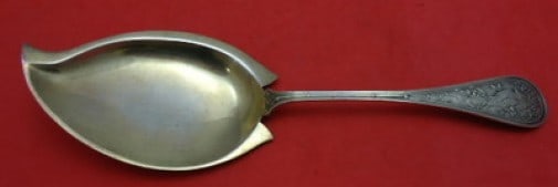 Wendt Sterling Silver Ice Cream Server Bird Pattern Goldwashed 9.75": Wendt Sterling Silver Ice Cream Server Bird Pattern Goldwashed 9.75" This exquisite ice cream server from Wendt showcases the elegant 'Bird' pattern, crafted from high-quality sterling silver and fini