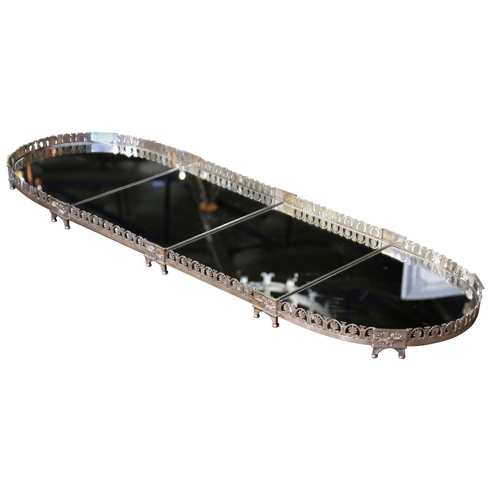 19th Century French Silvered Bronze Four-Piece Mirrored Centerpiece Surtout de Table (1 of 18)