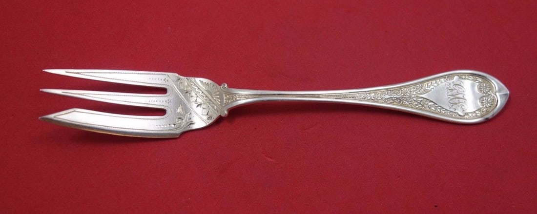 Wood & Hughes Marguerite Sterling Silver Salad Fork 3-Tine Bright Cut 6.25" (1 of 2)