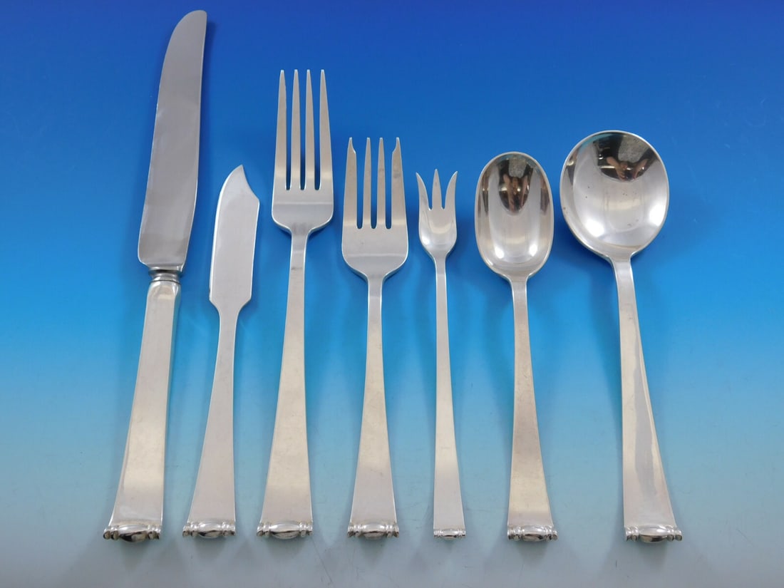 Allan Adler Modern Georgian Sterling Silver Flatware Set 86 Pieces for 12 Service (1 of 7)