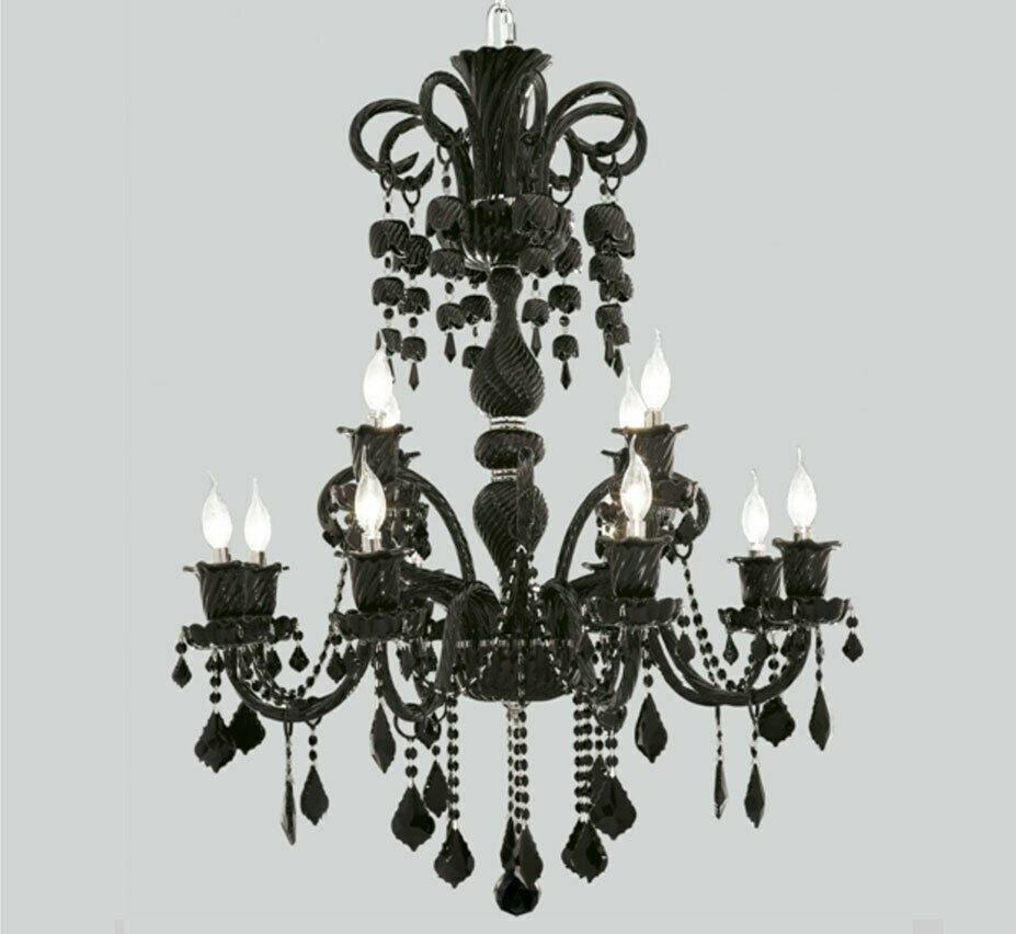 Artistry Elizabeth 12-Light Black Crystal Chandelier 40in Modern Fixture (1 of 2)