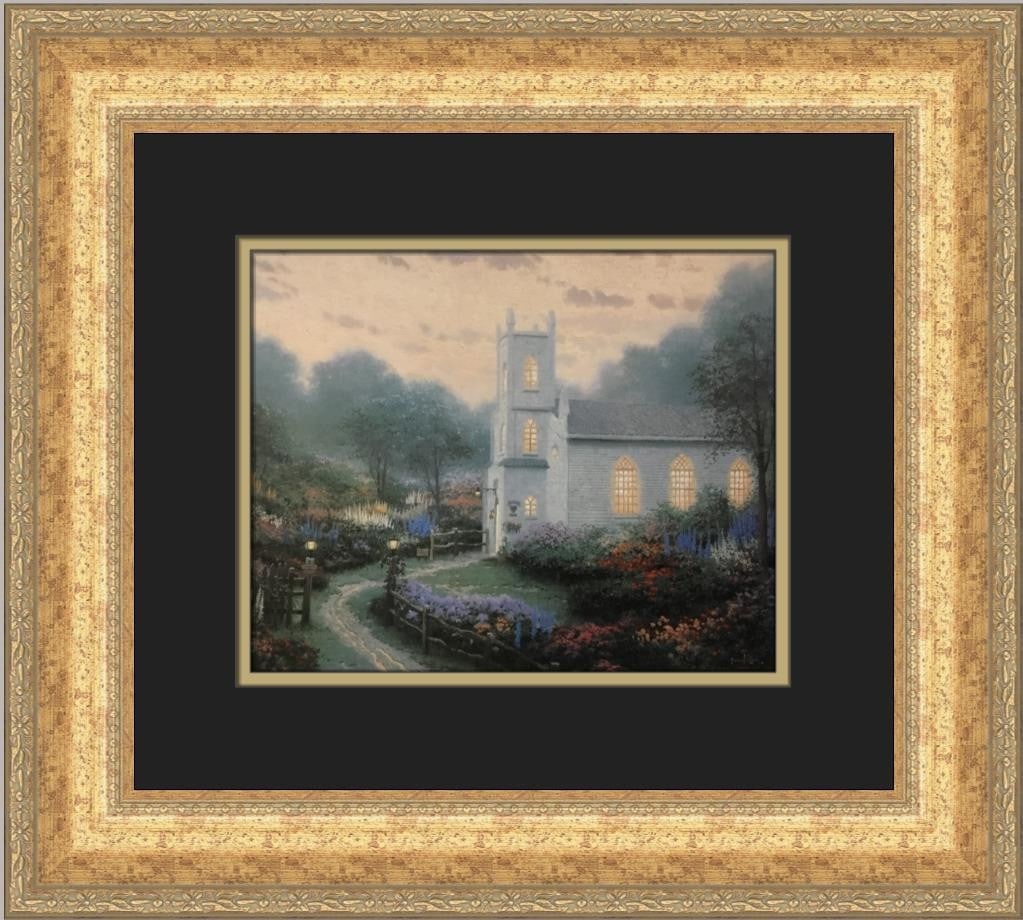 Thomas Kinkade Blossom Hill Church Custom Framed Art Print 15x13 (1 of 2)
