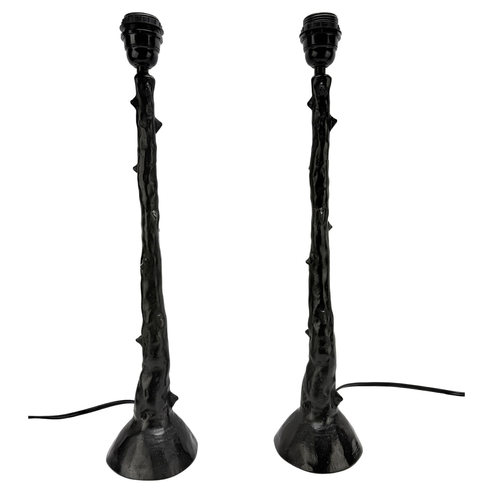 Les Heritiers Bronze Faux Bois Table Lamps Set of 2 with Black Patina (1 of 9)