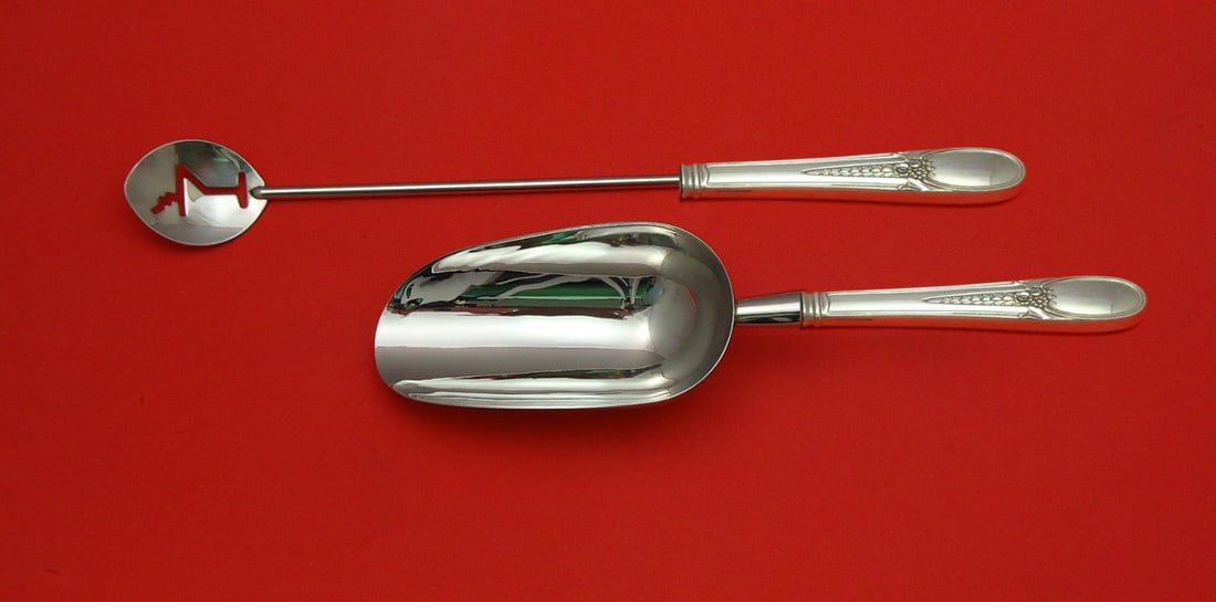 Blackinton Flowered Antique Sterling Silver Bar Set 2pc Custom Made (1 of 1)