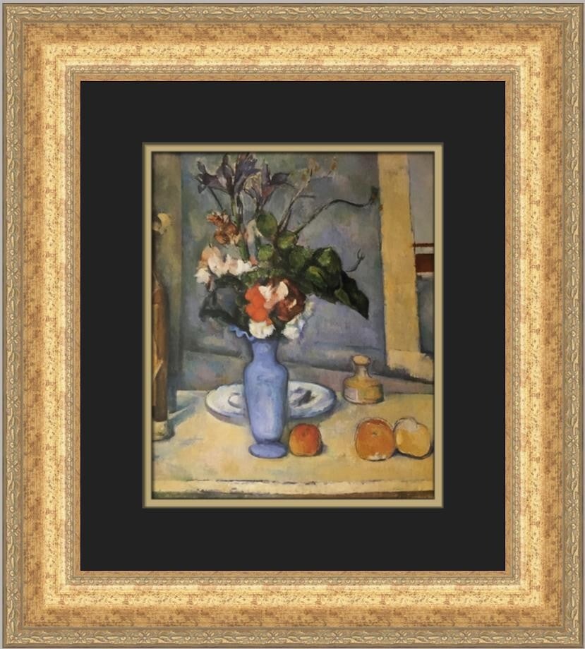 Paul Cezanne The Blue Vase Custom Framed Art Print 20 x 18: Paul Cezanne The Blue Vase Custom Framed Art Print 20 x 18 This stunning custom framed print features Paul Cezanne's iconic work, "The Blue Vase." Measuring 20 in. by 18 in., this piece is expertly ma