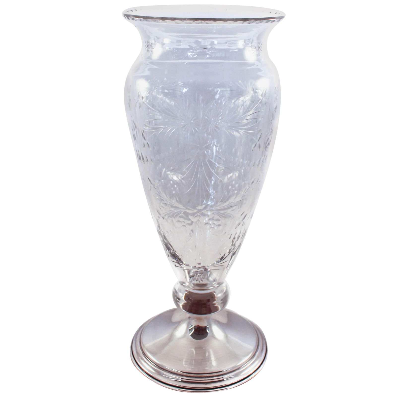 Hawkes Crystal Sterling Silver Vase 13in 1910s Elegant Design (1 of 6)