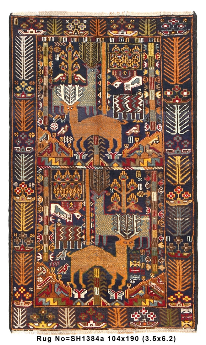 Handmade Afghan Village Rug 3' x 6' with Animal Designs (1 of 8)