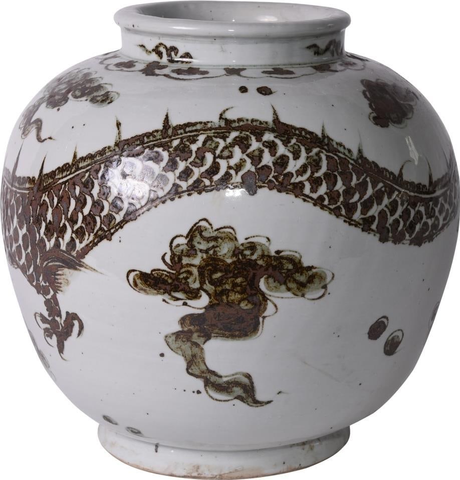 Handmade 15 Inch Asian Antique Style Dragon Jar (1 of 2)