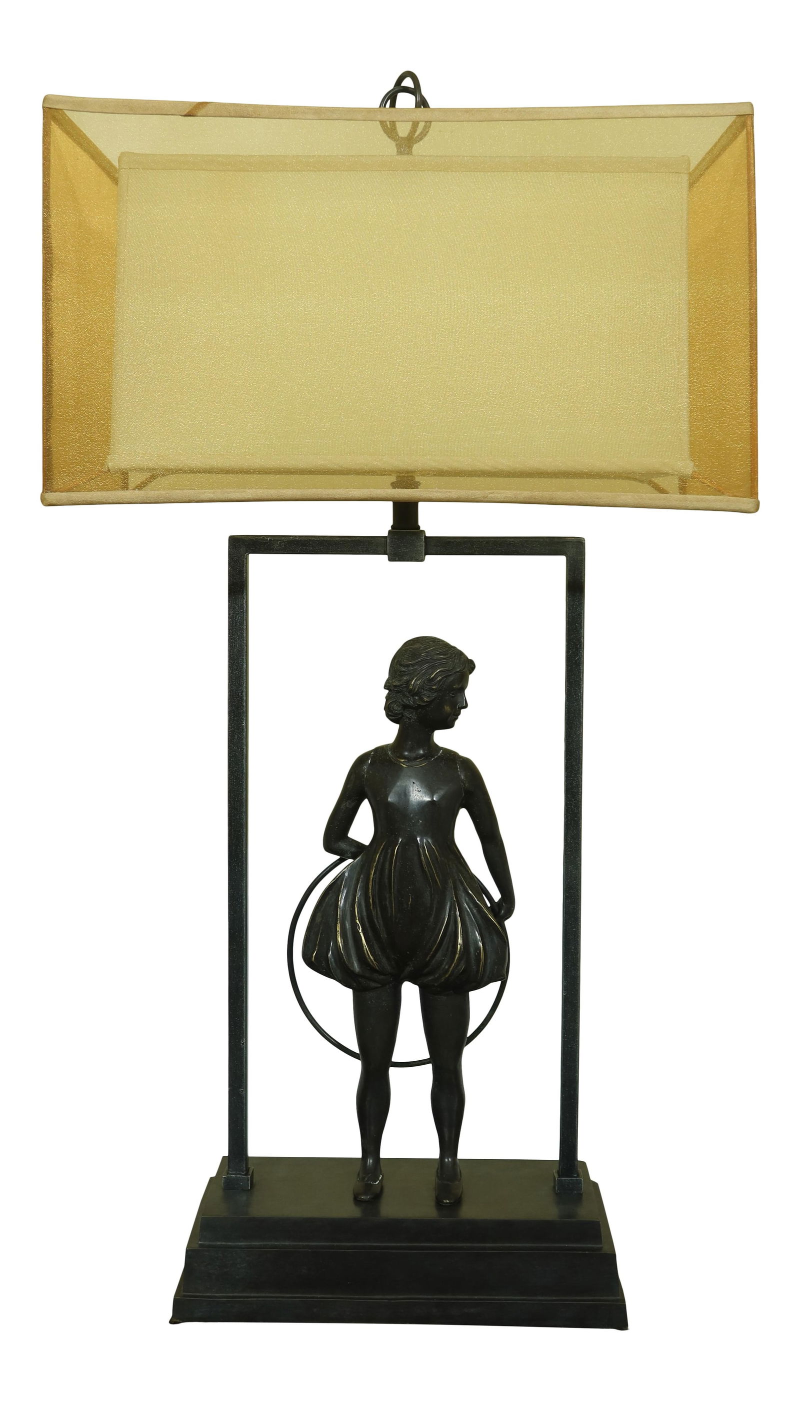 Modern Brass Ballerina Table Lamp with Gold Shade (1 of 9)