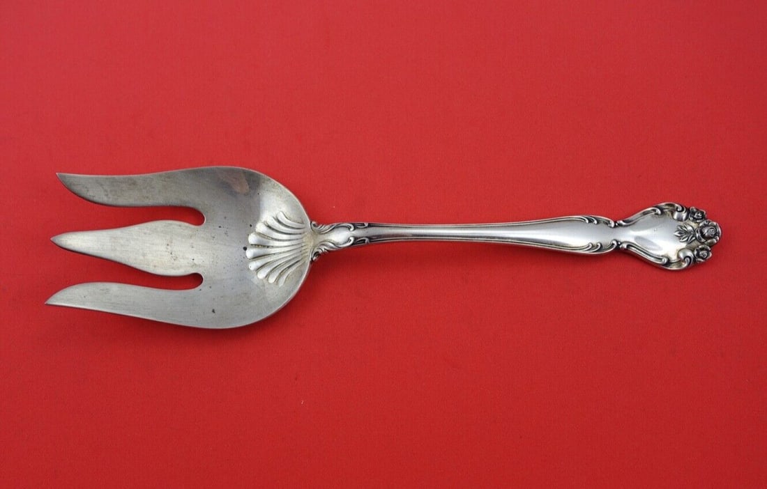 Gorham Secret Garden Sterling Silver Salad Serving Fork 9 Inch (1 of 2)