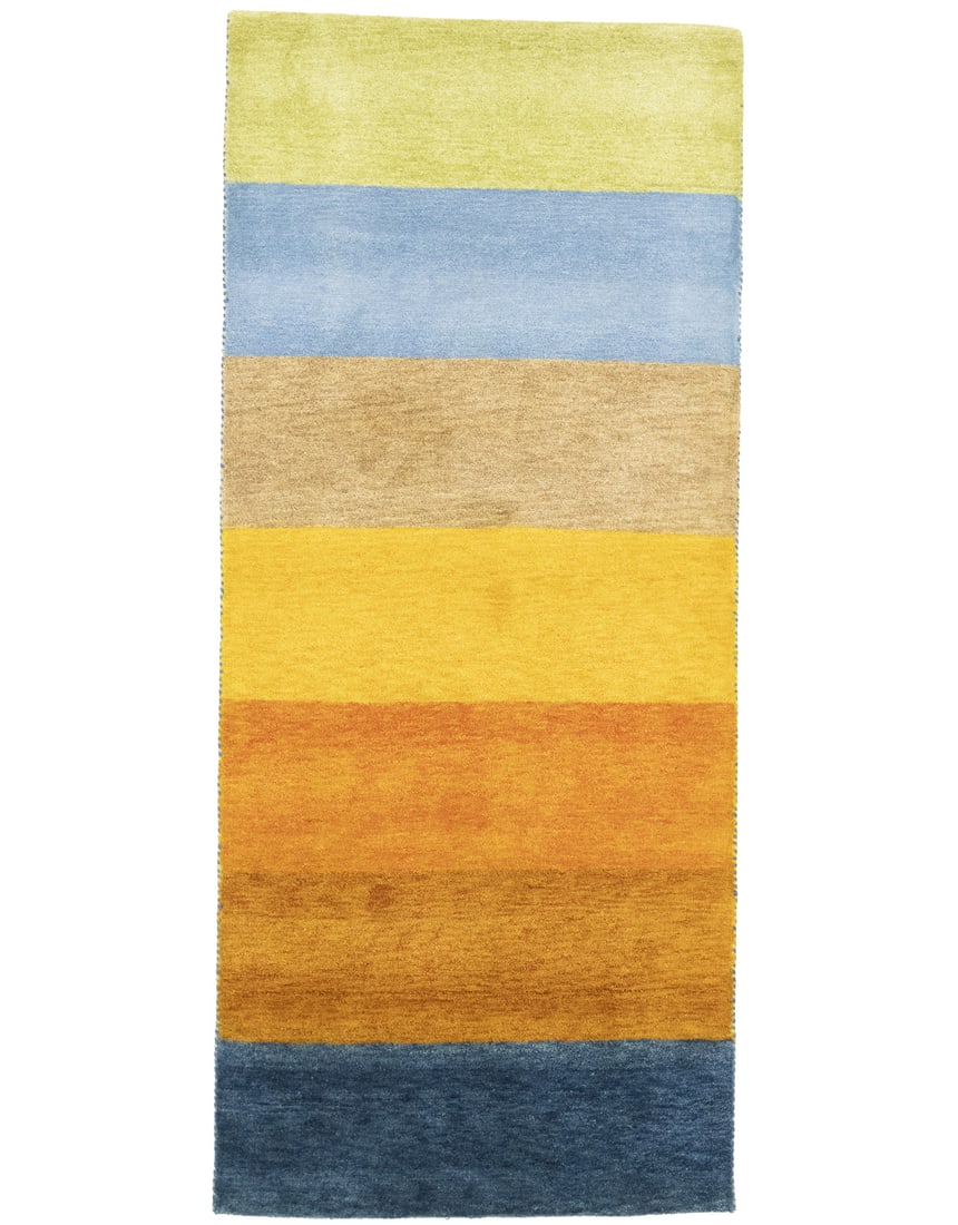 Handmade Indo-Gabbeh Multicolor Striped Runner Rug 3'1 x 7'2 Wool Tribal Design (1 of 12)