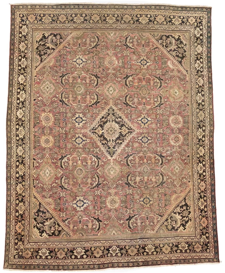 Hand-Knotted Wool Area Rug 10'9 x 13'4 Vintage Floral Western Asia Carpet (1 of 17)