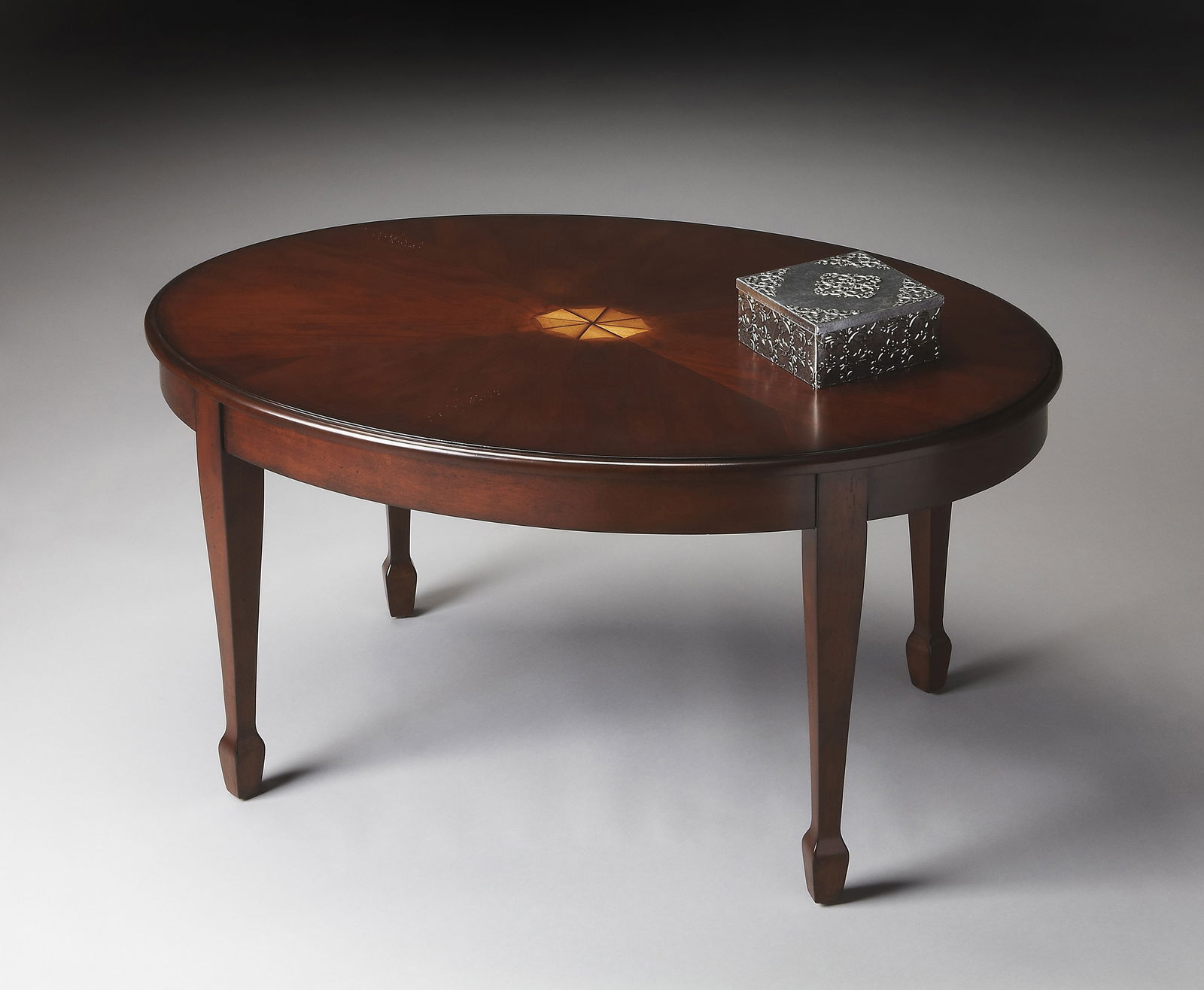 Butler Clayton Oval Coffee Table in Dark Brown Cherry Finish (1 of 2)
