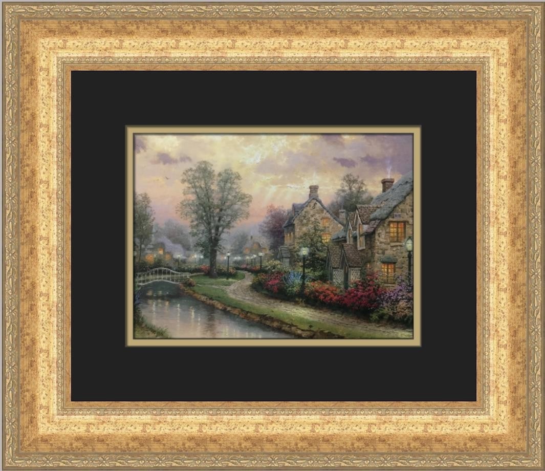 Thomas Kinkade Cottage Row Framed Print 1986 Landscape Art (1 of 2)