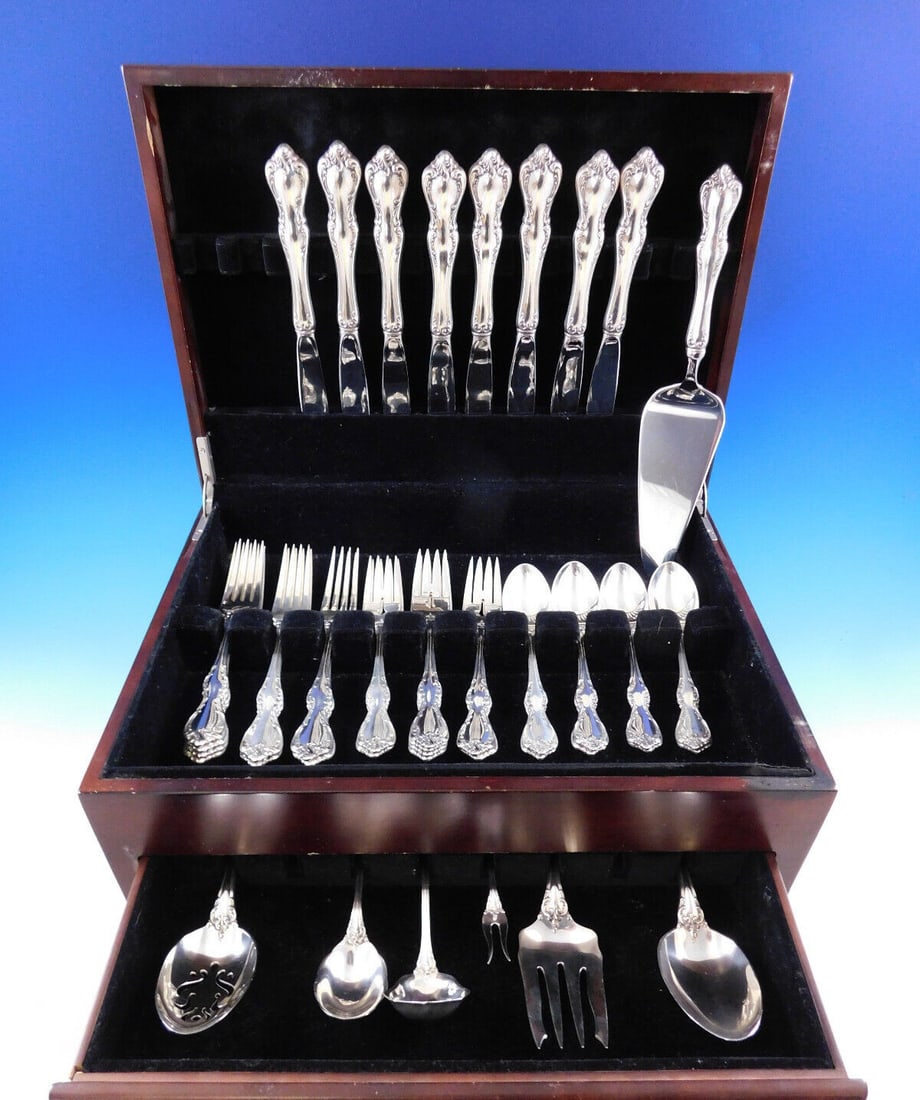 Towle Debussy Sterling Silver Flatware Set for 8 - 39 Pieces with Storage Chest (1 of 10)