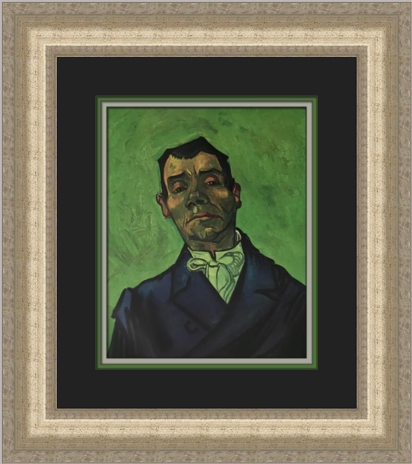 Vincent Van Gogh Portrait of an Actor Custom Framed Print 19x17: Vincent Van Gogh Portrait of an Actor Custom Framed Print 19x17 This elegant custom framed print features Vincent Van Gogh's renowned 'Portrait of an Actor.' Measuring 19 in. by 17 in., this piece is