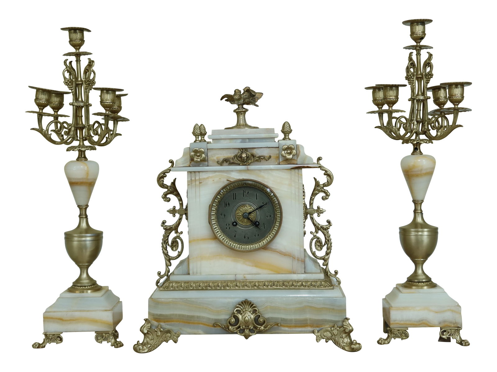Vintage Baily Banks & Biddle French Marble Clock Set 3 Pieces (1 of 10)