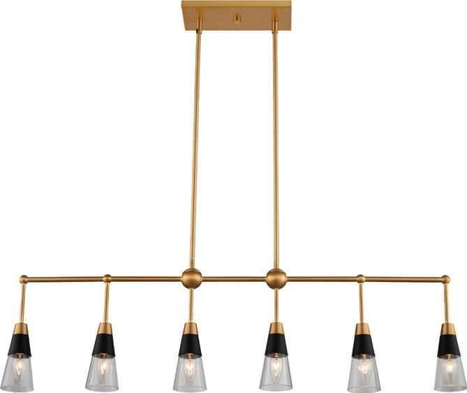 Kalco Ponti Mid-Century Modern 6-Light Island Fixture Matte Black Brass (1 of 1)