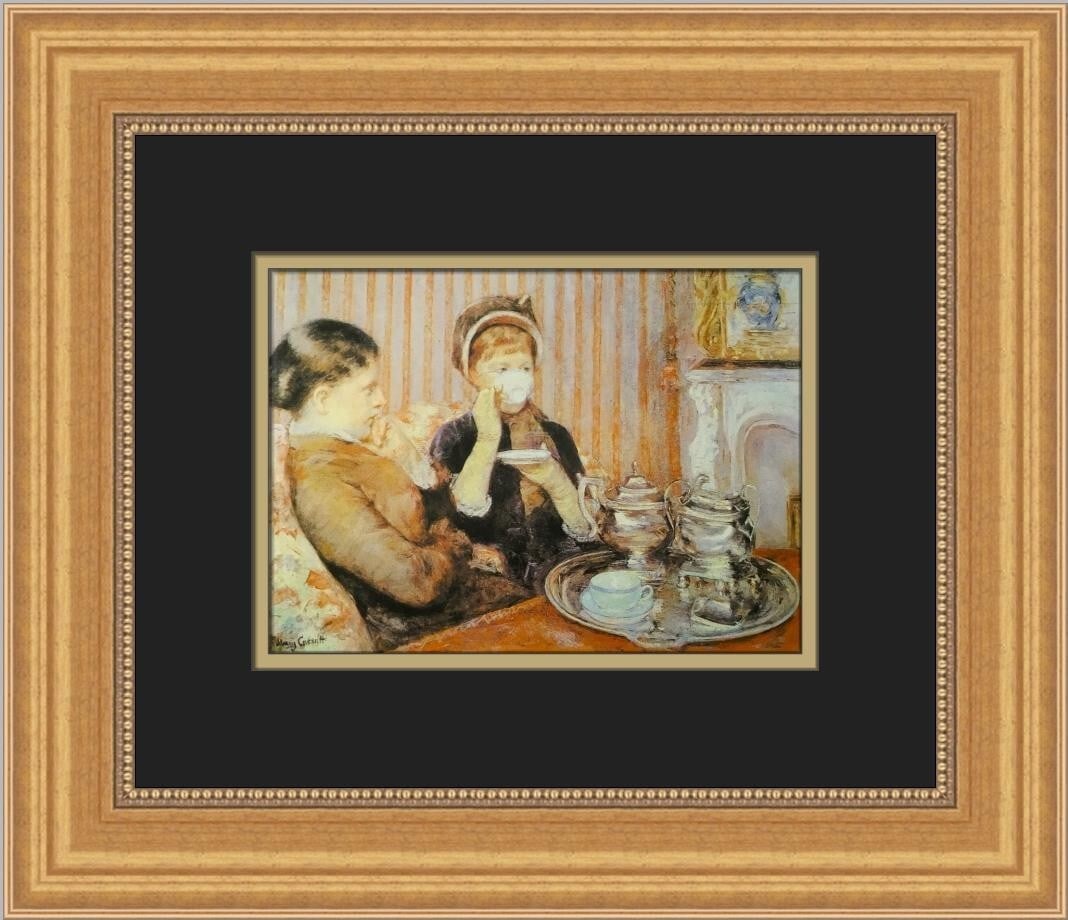 Mary Cassatt The Cup of Tea Custom Framed Art Print 14 x 16: Mary Cassatt The Cup of Tea Custom Framed Art Print 14 x 16 Enhance your art collection with this stunning print of Mary Cassatt's "The Cup of Tea." This custom framed artwork measures 14" x 16" and f