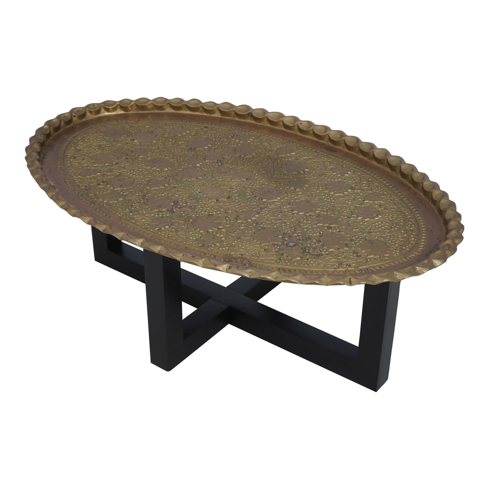 Grapevine Embossed Brass Tray Top Modern Coffee Table 30 Years Old (1 of 10)